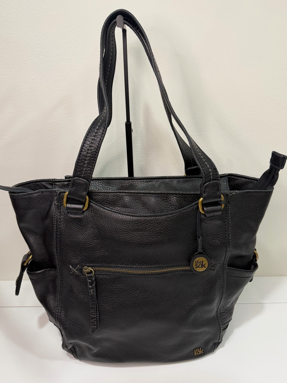 The Sak Kendra Black Leather Large Tote Shoulder Bag Boho Slouchy